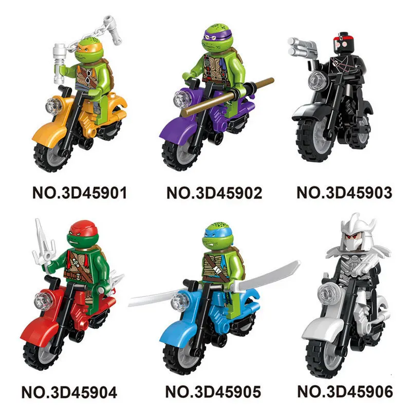 

3d45901-45906 3D JLB Ninjas Turtle Rider Super Heroes Building Blocks Bricks Educational Kids Toys Motorcycle Legoings Figures