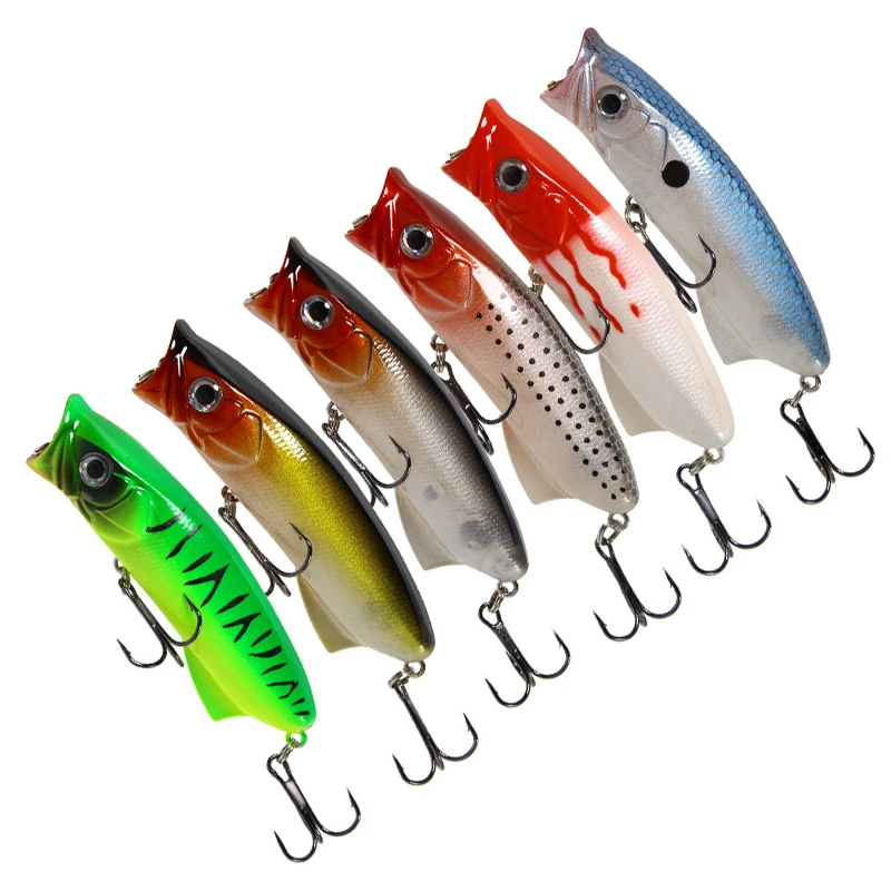 

Рыболовные приманки Crankbait 8 см/11,3 г Topwater 3D eye Popper, наживка 6 цветов, искусственная жесткая наживка, воблеры, пластиковые рыболовные снасти