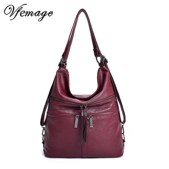 

Vfemage Multifunction Handbags Women Shoulder Bags Designer Female Messenger Bag Large Capacity Leather Top-handle Bag Sac Femme
