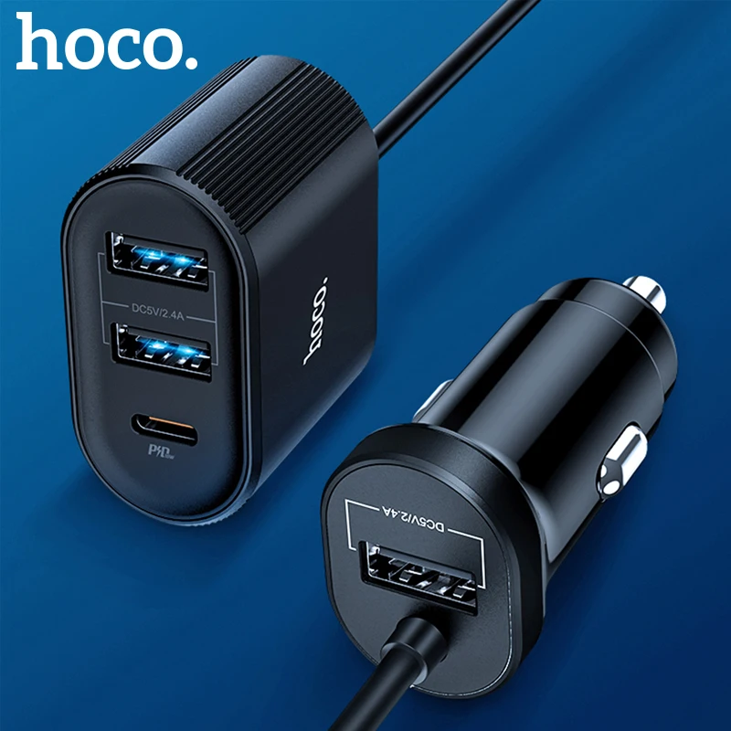 Hoco Multi Usb Fast Car Charger Smart Ic 3usb Typec Pd Qc 3.0 5v 5.4a