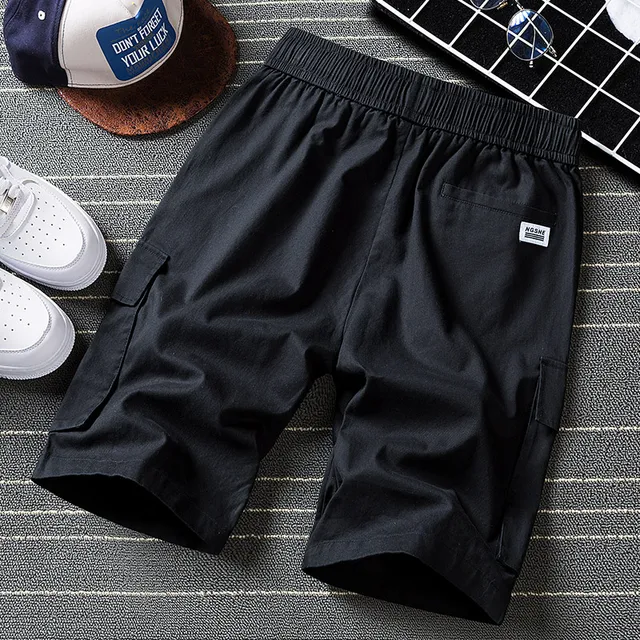 Streetwear Shorts Black 2020 Summer Fashion Cotton Side Pockets Breeches Bermuda Male Elastic Waist Band Casual Cargo Shorts Men