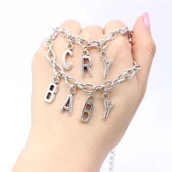 

A Set of CRY BABY Ladies Layered Necklace Set Jewelry Gothic Punk Letter Name Simple Personality Collar Chain Necklace Gift
