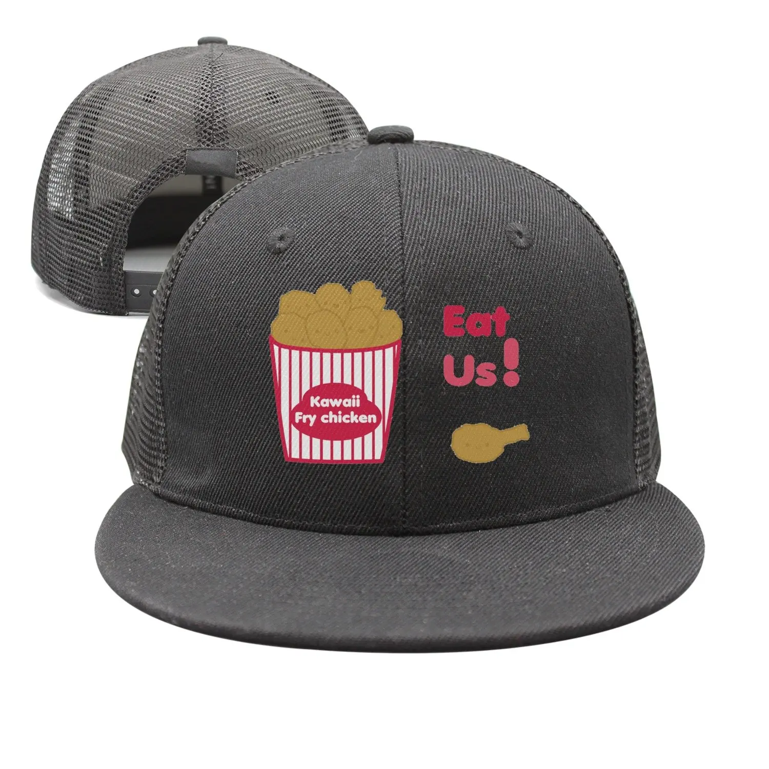 

SJSNBZ Kawaii Fry Chicken Eat Us Mens Black Adjustable Mesh Sun Hat