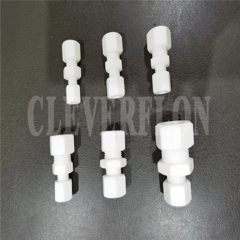 Corrosive resistance PTFE tube fitting F4 plastic straight reducer union pipe connector