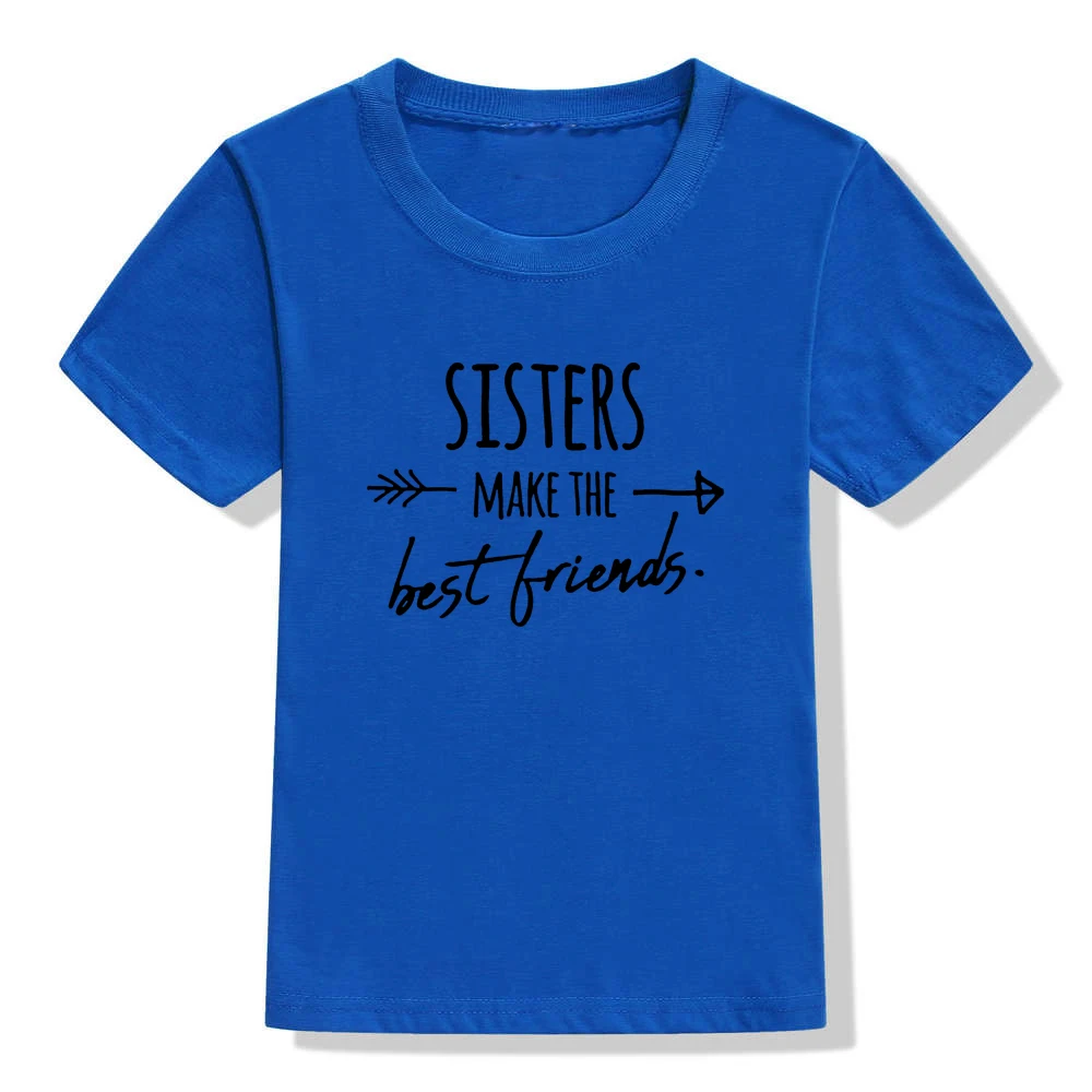Детская футболка с надписью «Sister Make The Best Friends» футболка для девочек повседневная детская футболка с надписью «Best Friends» Для малышей Прямая поставка - Цвет: H453-KSTBU-