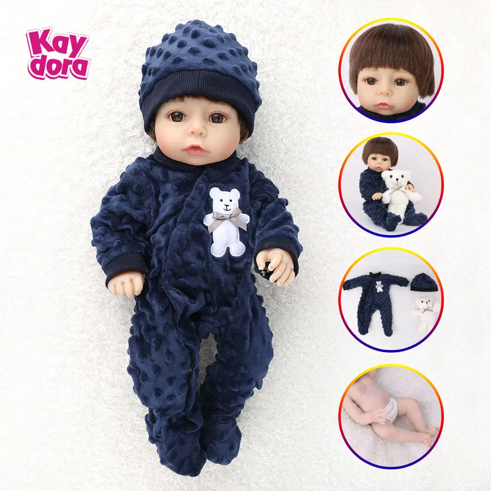 

Full silicone Reborn Baby Dolls 18 Inch 47cm Lifelike Bebe Reborn Boy Toddler Bath Toy Kids Cute lol Menino Birthday Play Gifts