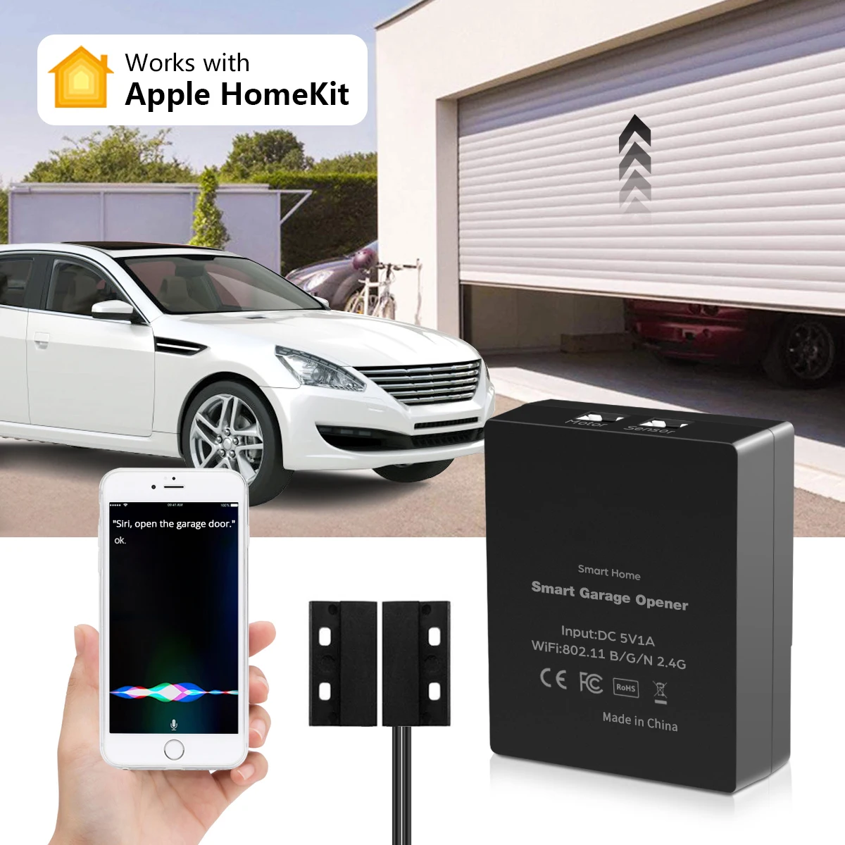 Apple Homekit Garage Door Sensor Opener Controller Wifi Switch Siri Voice Control Tuya Smart Supprot Alexa Google Home | Обустройство