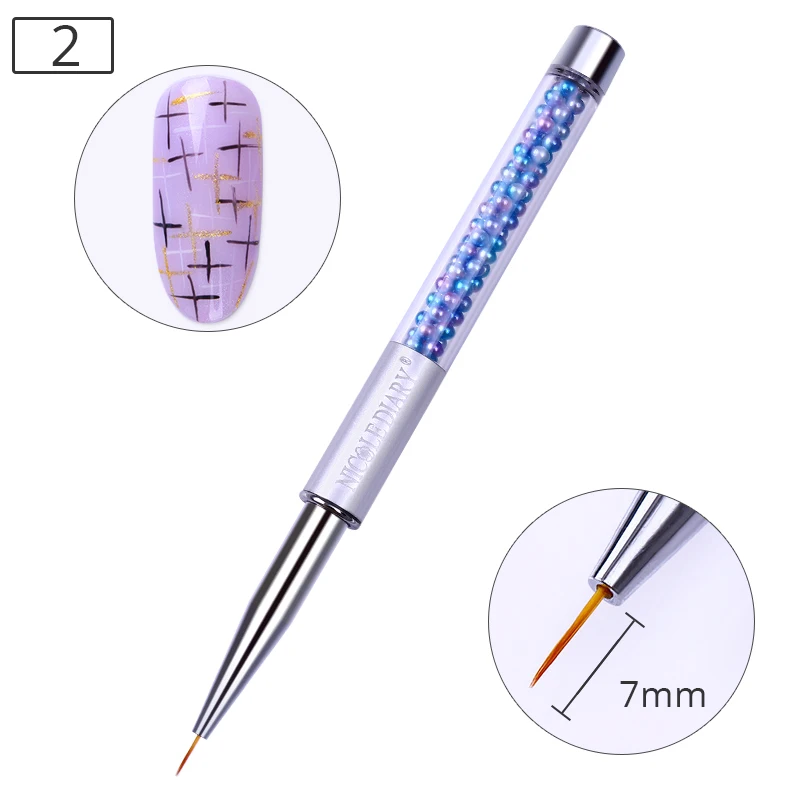 1Pc UV Gel Nail Drawing Brush Pen Gradient Liner with Rhinestone Handle Manicure Painting Tools for Nail Art Design - Цвет: Purple-02