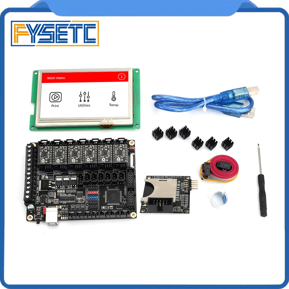 Материнская плата все в одном FYSETC F6 V1.3 + ЖК дисплей 4 3 дюйма сенсорный экран с SD