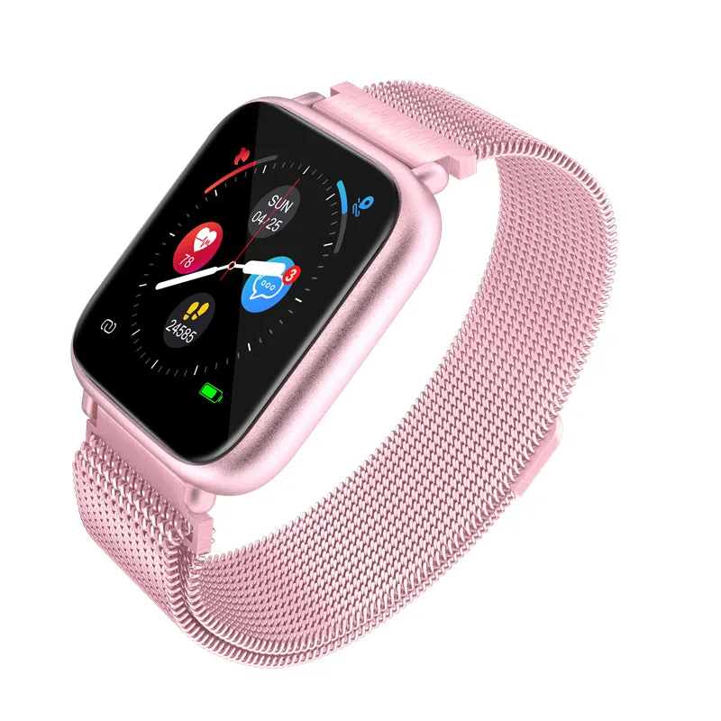 Q1 полный сенсорный смарт-часы для мужчин и женщин кровяное давление монитор сердечного ритма фитнес-трекер Smartwatch IP67 подключение IOS Android телефон - Цвет: steel pink