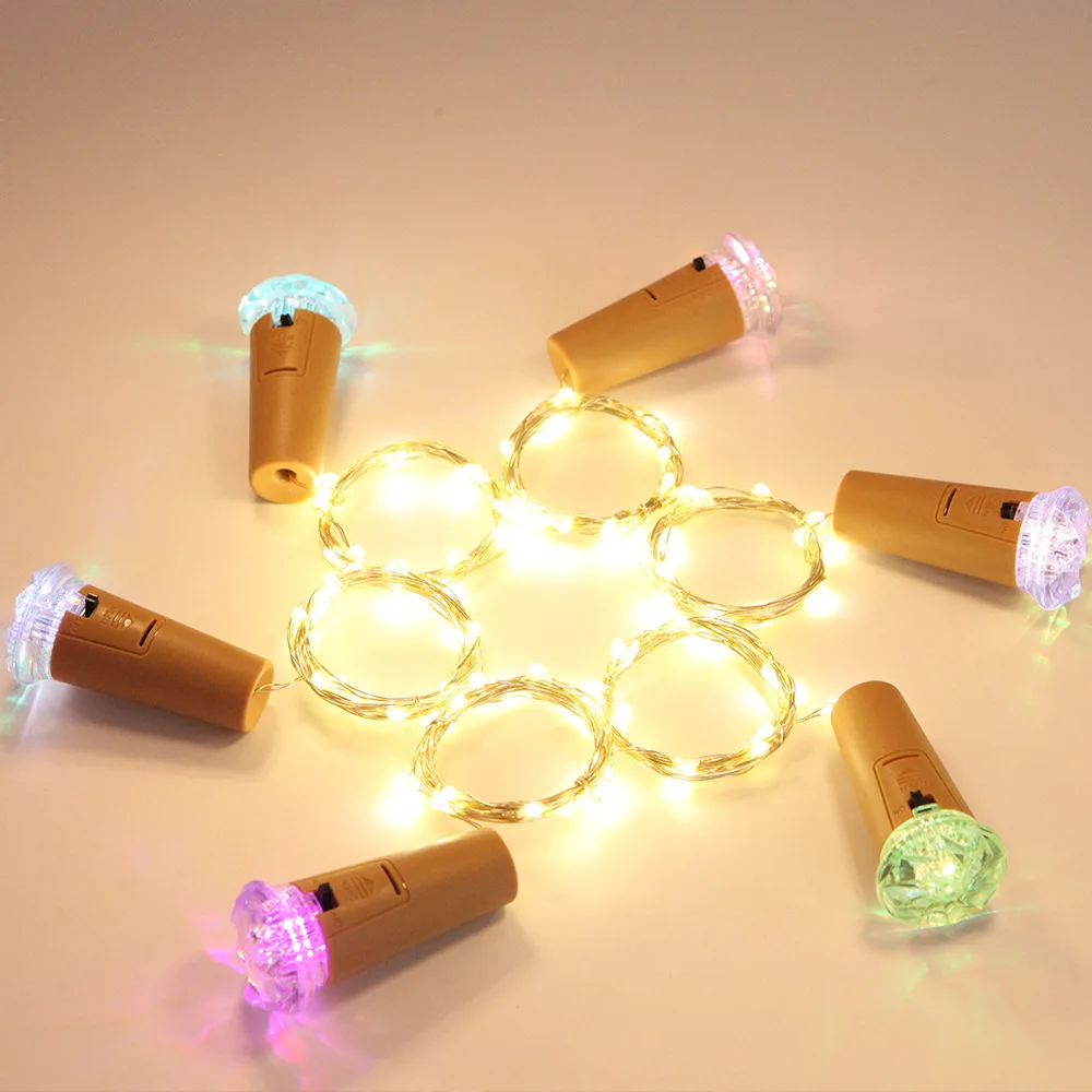 PheiLa LED Diamond Wine Stopper String Light Creative Fairy Garland Lamp String Button Battery Operated for Outdoor Indoor Decor pheila led leaf string light fairy garland lamp string usb or battery operated for holiday christmas outdoor indoor room decor