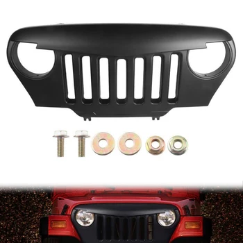 

Matt Black Car Front Grille Upper Mesh Grill For Jeep Wrangler TJ 1997 1998 1999 2000 2001 2002 2003 2004 2005 2006 ABS Plastic