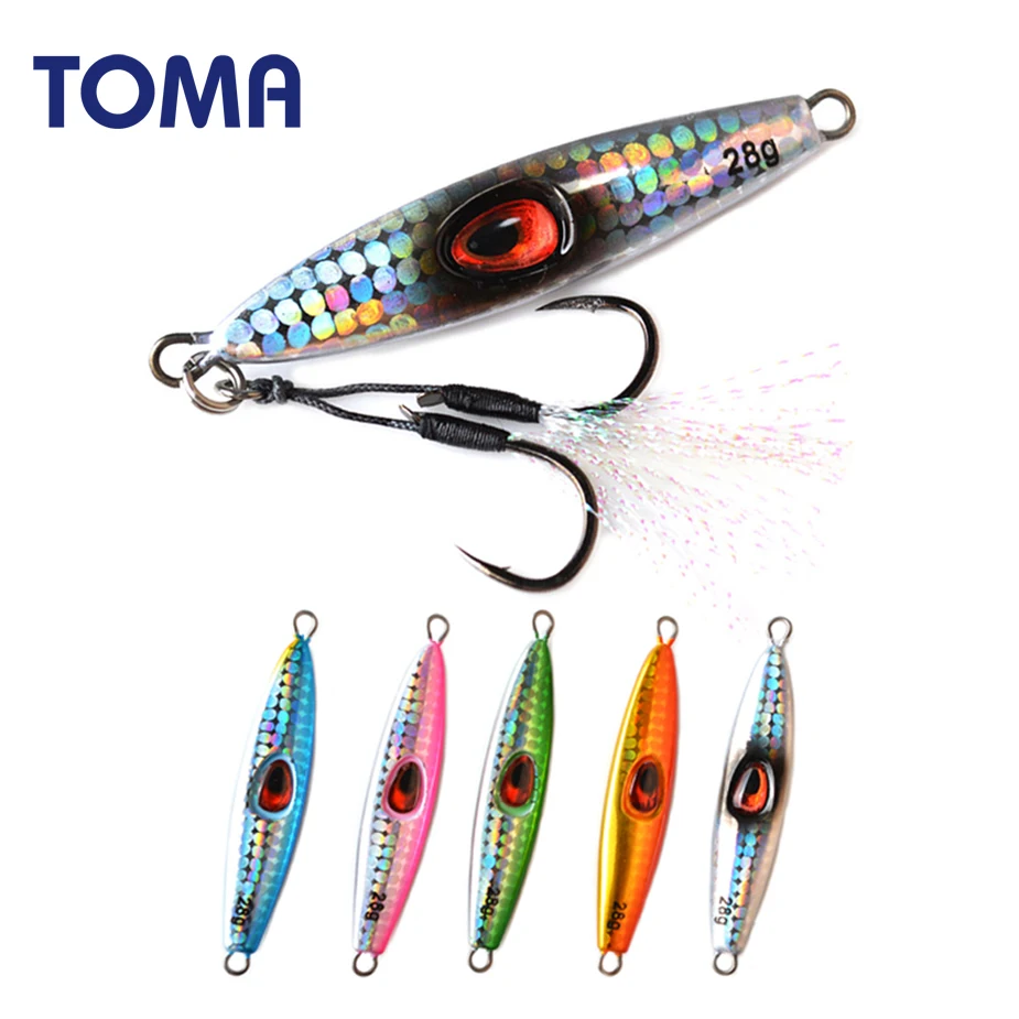

TOMA Slow Pitch Jigging Spoon Fishing Lure 28g Lead Metal Micro Clamp Jig Casting Luminous Saltwater Bass Bait Tackle