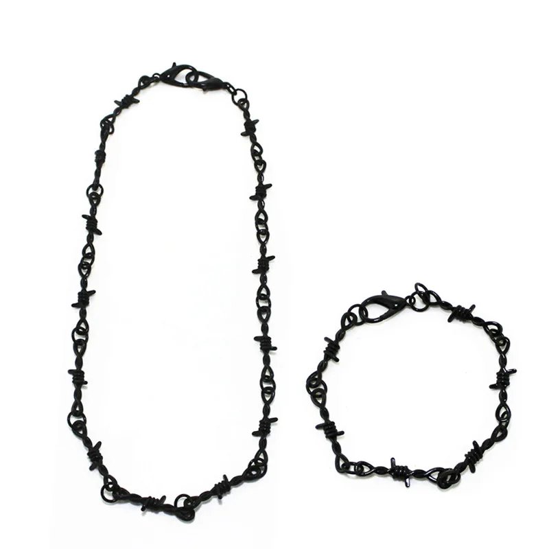 Панк готический Стиль сплав колючая проволока Brambles звено ожерелье браслет ювелирные изделия Хип-хоп чокер для женщин мужчин пара унисекс
