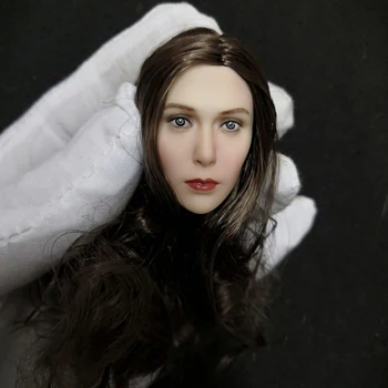 

1/6 Elizabeth Olsen Head Carving W/Long Curls Hair Fit 12'' Pale PH TBL Body Toy