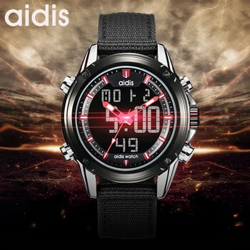 

ADDIES Men LED Dual Display Analog Nylon Sports Watches Men's Army Military Watch Male Date Quartz Clock Relogio Masculino
