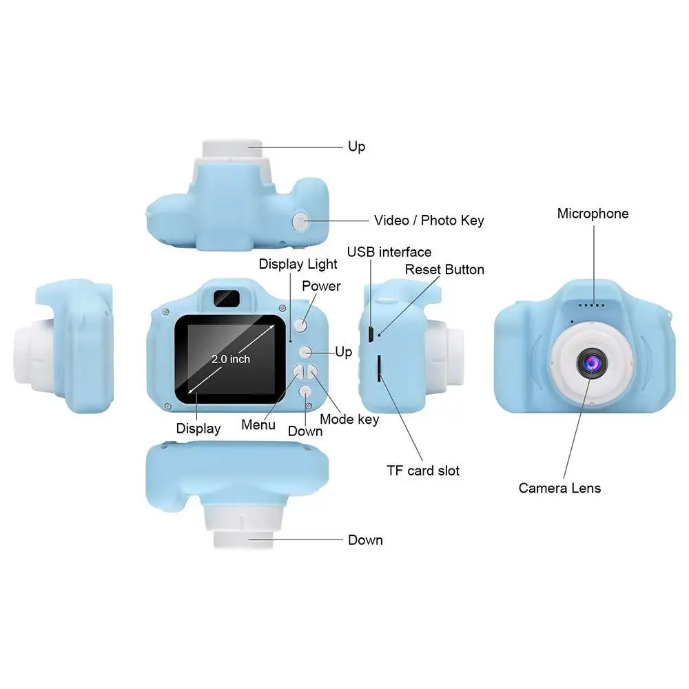BEESCLOVER Детская цифровая видеокамера мини перезаряжаемая Противоударная 8 Мп HD