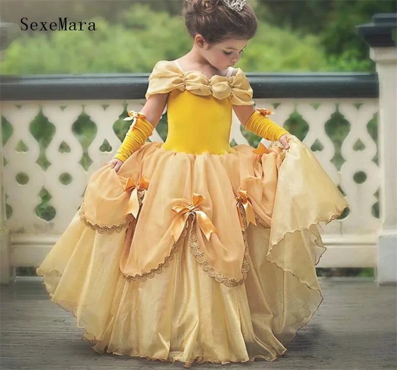 Vintage Puffy Meisjes Kleding Baljurk Bloem Meisje Jurk voor Bruiloft Meisjes Verjaardag Jurk Pageant Toga Maat 2-16Year Oude Vintage Puffy Meisjes Kleding Baljurk Bloem Meisje Jurk voor Bruiloft Meisjes Verjaardag Jurk Pageant Toga Maat 2-16Year Oude
