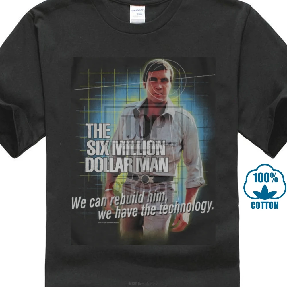 Six Million Dollar Man Men Technology T Shirt Xxx Large Black Rockabilia | Мужская одежда