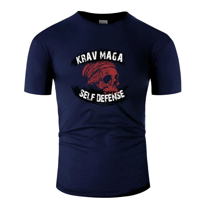 Men-Navy Blue Новое поступление Крав Мага самообороны череп футболка для мужчин семья Мужская футболка круглый воротник хлопок хип хоп топы - Цвет: Men-Navy Blue