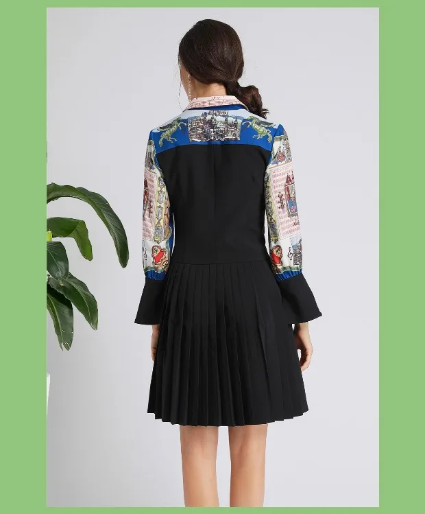 Дизайнерские платья для вечеринок с v-образным вырезом на пуговицах Vestidos Pretos Vestidos de Outono Para Fora Da Flor Elegante Vestido