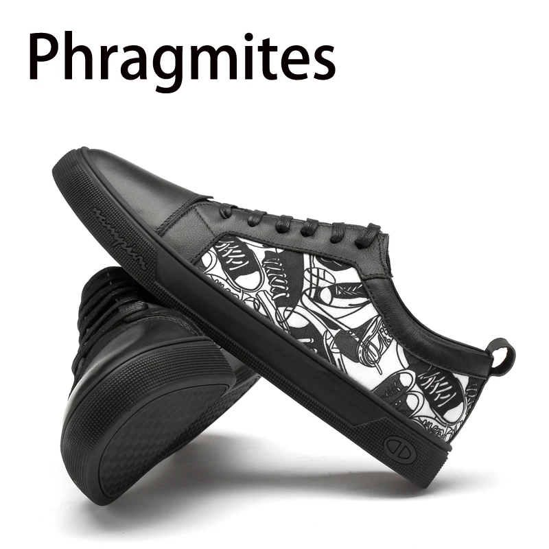 Phragmites/кожаная белая Повседневная обувь; Zapatos; повседневная мужская обувь; дышащие кроссовки высокого качества; Размеры 37-46; кроссовки