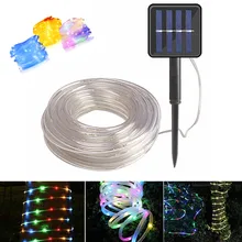 12m 100 Led Solar Garden Light Outdoor Rope Tube String Lights 50 Led Strip Solar Power Lamp Waterproof Wedding Xmas Fairy Decor