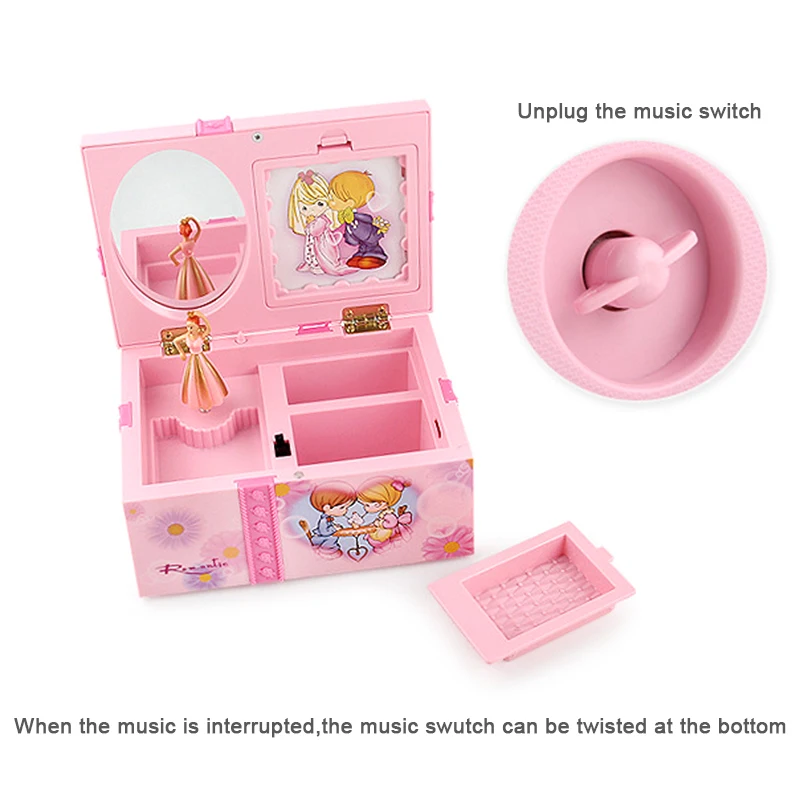 Heart Shape Dancing Dancing Princess Ballerina Music Box Jewellery Box Girls Carousel Hand Crank Music Box Mechanism Gift 2