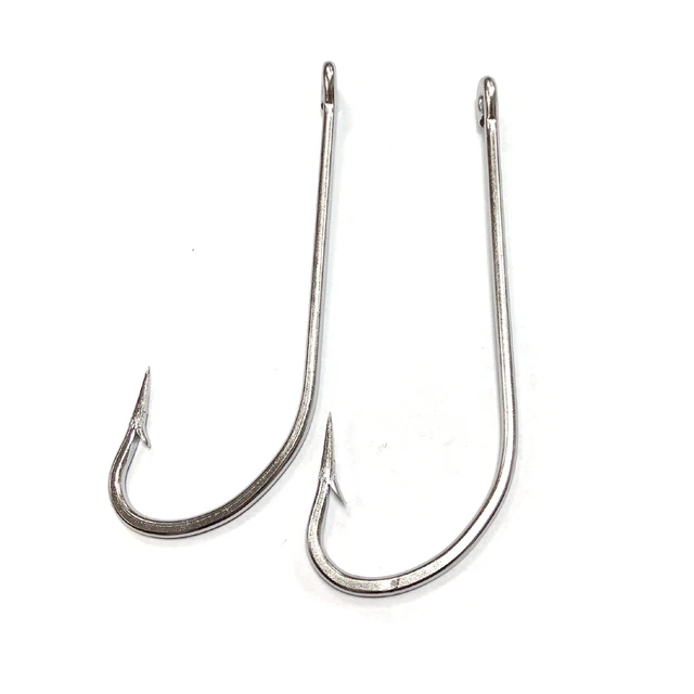 200PCS Fishing Hooks Saltwater O'Shaughnessy Forged Fish Hooks Stainless  Steel Long Straight Shank J Hooks