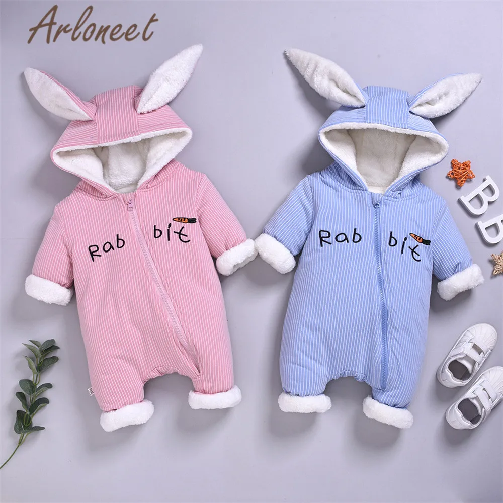 ARLONEET/пальто с героями мультфильмов; Комбинезон для маленьких мальчиков; зимний комбинезон на молнии с заячьими ушками для маленьких девочек; комбинезон; пальто с капюшоном; одежда; комбинезон; Bebe Menina