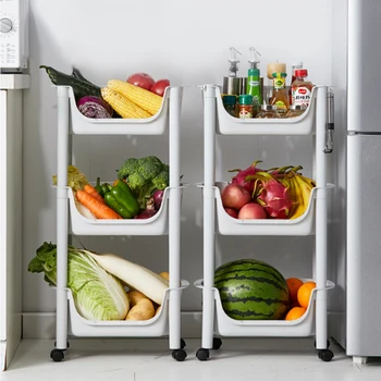 

2/3/4 Layer Gap Storage Rack Multi-Function Wheeled Living Room Kitchen Hollow Rack White Storage Shelf Bathroom Finishing Rack