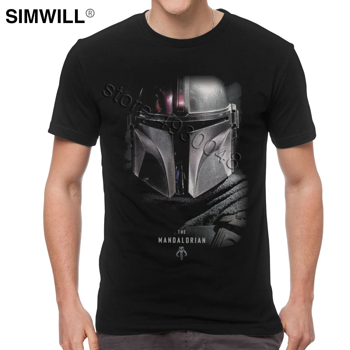 Najtaniej Fajne błyszczące tajemnicze Mandalorian T Shirt klasyczne letnie bawełniane T Shirt mężczyźni z krótkim rękawem wycięcie pod szyją Star Wars Tee fani filmów prezent