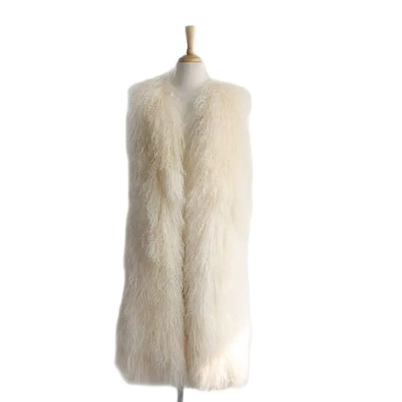 

Europe and America Imitation Mongolia Sheep Fur Vest Women Furry Clothes Winter thickened Fur Coat female Long Vest Jacket