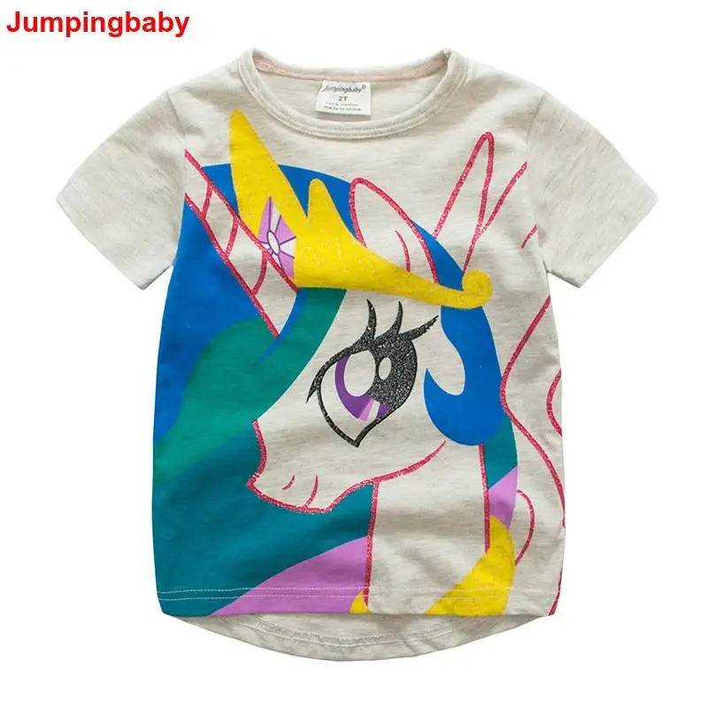 Jumpingbaby 2019 футболка для маленьких девочек летний топ Детская одежда топы детская