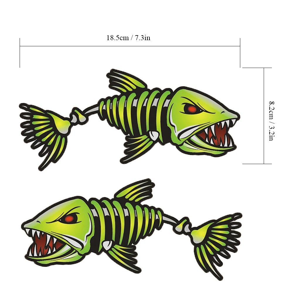 2 Pieces Skeleton Fish Stickers Graphics Accessories for Kayak Fishing Boat rsJC 