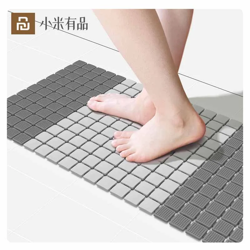 

New Youpin QUALITELL Foot Massage Relax Double Non-Slip Bath Mat Gray Home Bathroom Soft TPE Material Adjustable Size Fast Drain