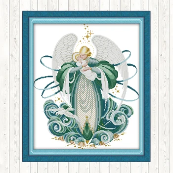 

Angel Mother Nad Son Cross Stitch Kits Embroidery Handmade Needlework Wall Home Decor DMC Floss Kit 11CT 14CT Cross Stitch Sets