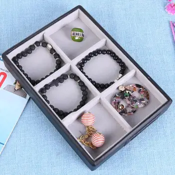 

Portable 6 Grids Jewelry Storage Tray Watch Bracelet Necklace Display Box Organizer Display Holder Jewelry Packaging Accessories