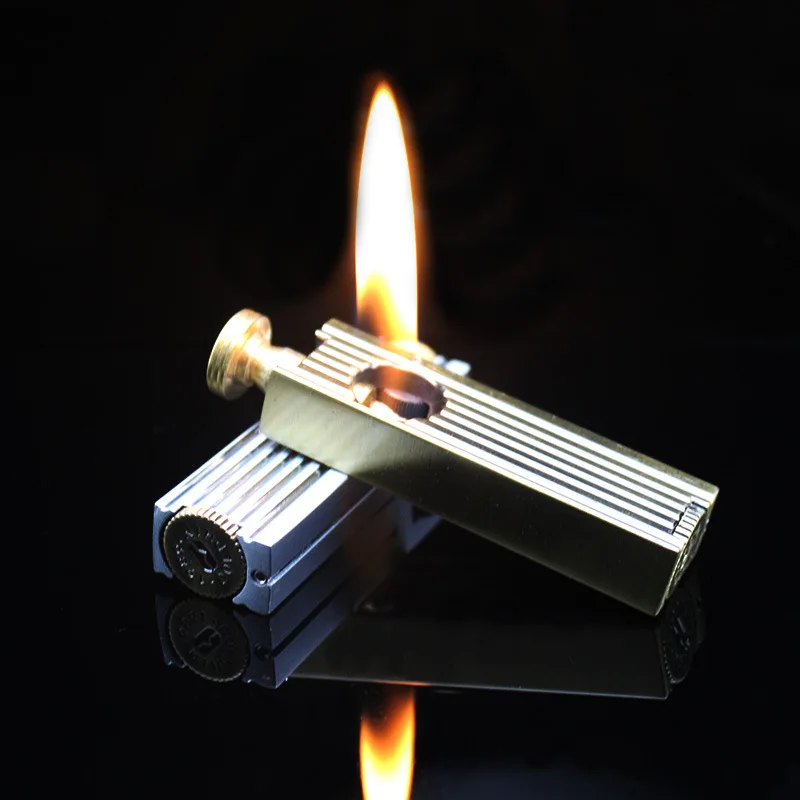 

Vintage Metal Free Fire Flint Lighter Retro Wheel Kerosene Oil Pipe Gasoline Lighter Cigarette Windproof Gadgets For Men