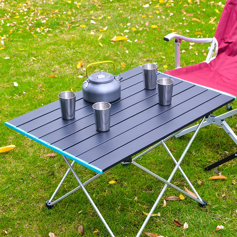 Collapsible Picnic Side Table with Aluminum Table Top Ultralight Household Folding Side Coffee Table for Outdoor Camping Hiking Cookouts Picnic BBQ Small Portable Camping Table with Easy Carry Bag 