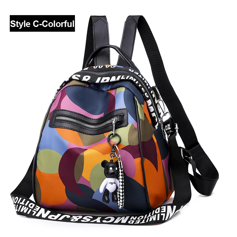 Style C- Colorful Vfemage, кожаный рюкзак для женщин, маленький рюкзак для путешествий, женская сумка на плечо, маленькая школьная сумка для девочек, многофункциональная женская сумка - Цвет: Style C- Colorful