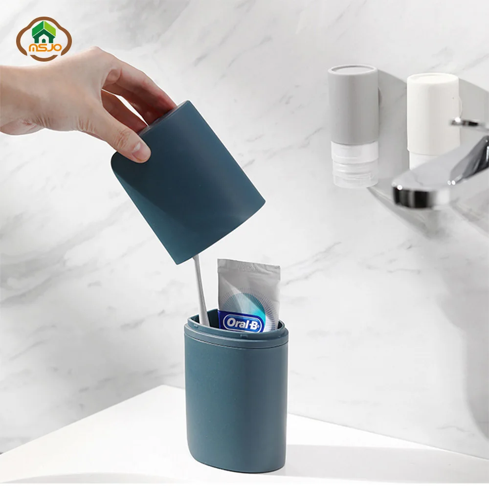 

MSJO Portable Travel Toothbrush Box Storage 2pc Mini Bottles Set Shampoo Lotion Container Bathroom Toothpaste Travel Accessories