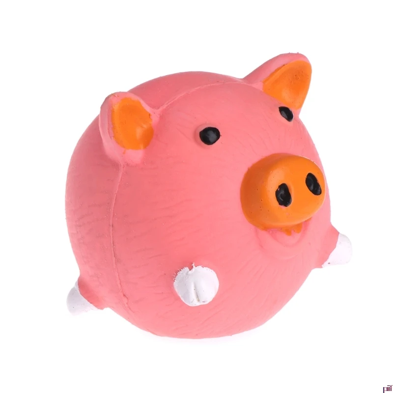 Pig Игрушки для домашних животных кошки собаки шарики свинья корова курица пищалка латекс жевать кусать зубы Чистка - Color: Pig
