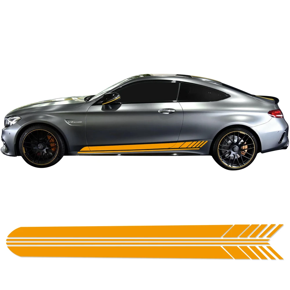 

Edition 1 Car Door Side Stripes Skirt Sticker Hood Bonnet Roof Rear Body Kit Decal For Mercedes Benz C Class W205 C63 Coupe AMG
