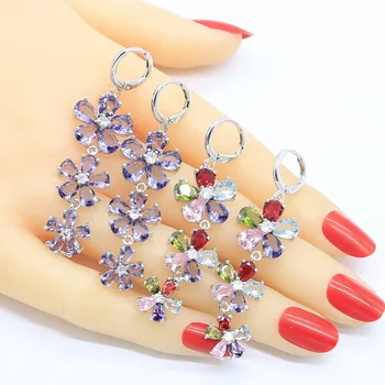 

Multicolor Crystal Purple Zircon Dangle Earrings for Women Wedding Jewelry Birthday gift