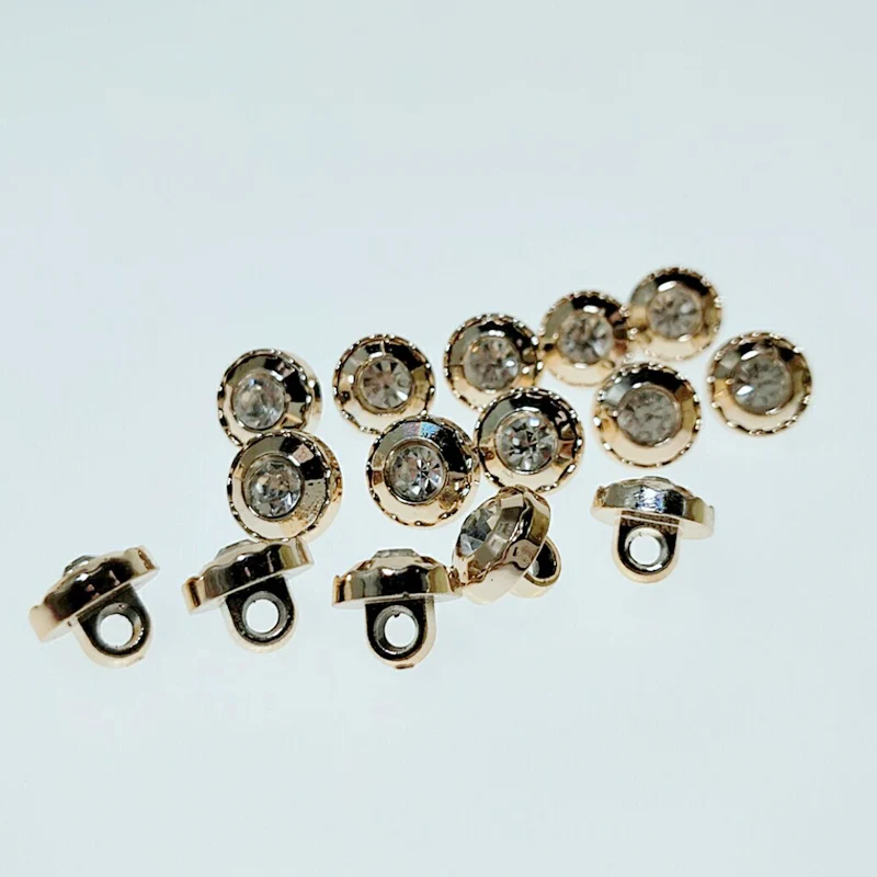 HL 30/50/150PCS 11mm New Plating Buttons With Rhinestones Shank DIY Apparel Shirt Sewing Accessories