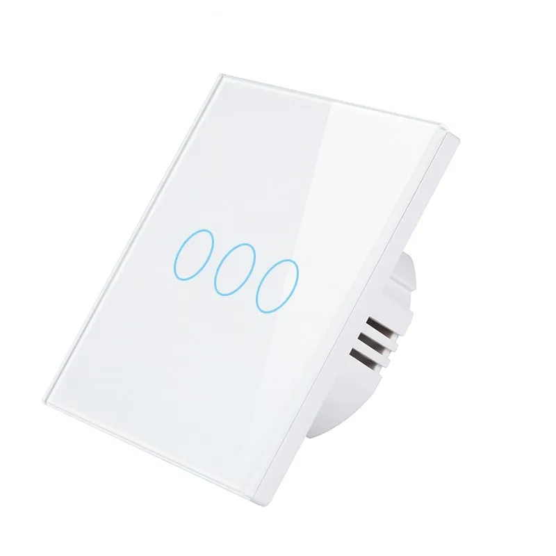 ЕС 1/2/3 Tuya Интеллектуальный переключатель Wi-Fi одной противопожарная проводка без нейтральный провод переключатель Wi-Fi настенный светильник сенсорный выключатель Панель RF 433 МГц пульт дистанционного управления