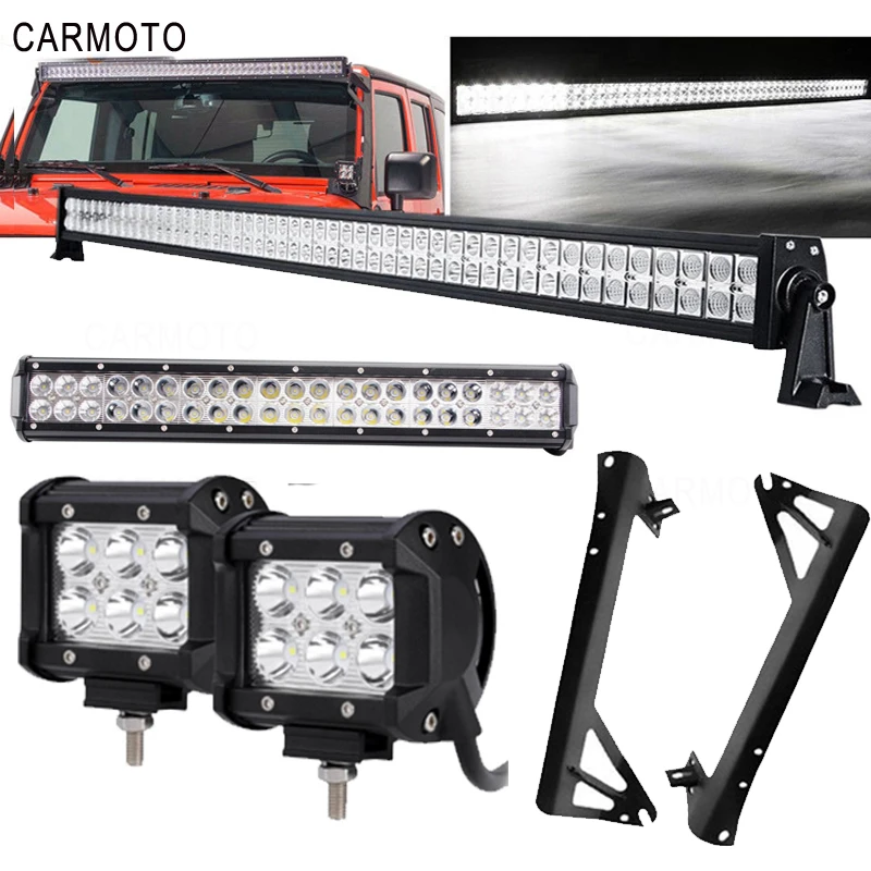 

for Jeep Wrangler JK 07-15 Kit 52''/22inch +3inch LED Light Bar Headlights +Windshield Mounting Brackets For Lada uaz4x4 Hummer H1H2 for Volkswagen carmoto