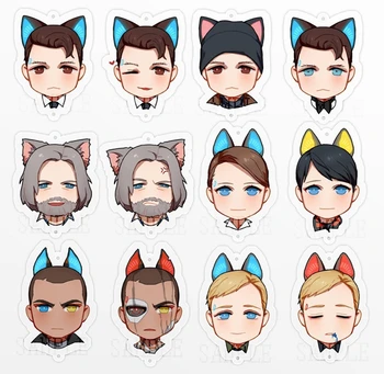 

Detroit: Become Human Connor Hanke Marcus Head Acrylic Keychain Keyrin Pendant wallet chain cool keychains for men gift key belt