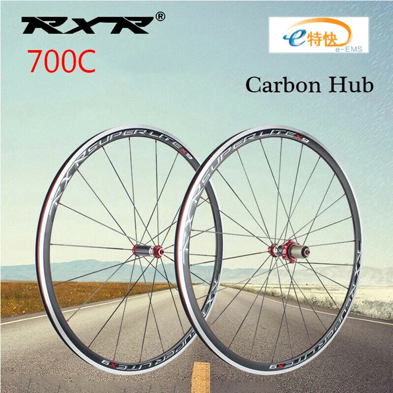700c колесная пара велосипеда карбоновое колесо со ступицей набор клинчер 7-11 скорость V тормоз алюминиевые колеса диски